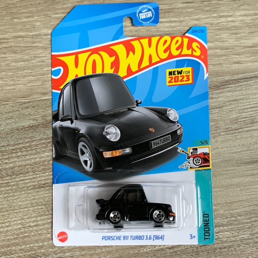 Hot Wheels Car Black Porsche 911 Turbo 3.6 (964) HotWheels Tooned 2023 NEW